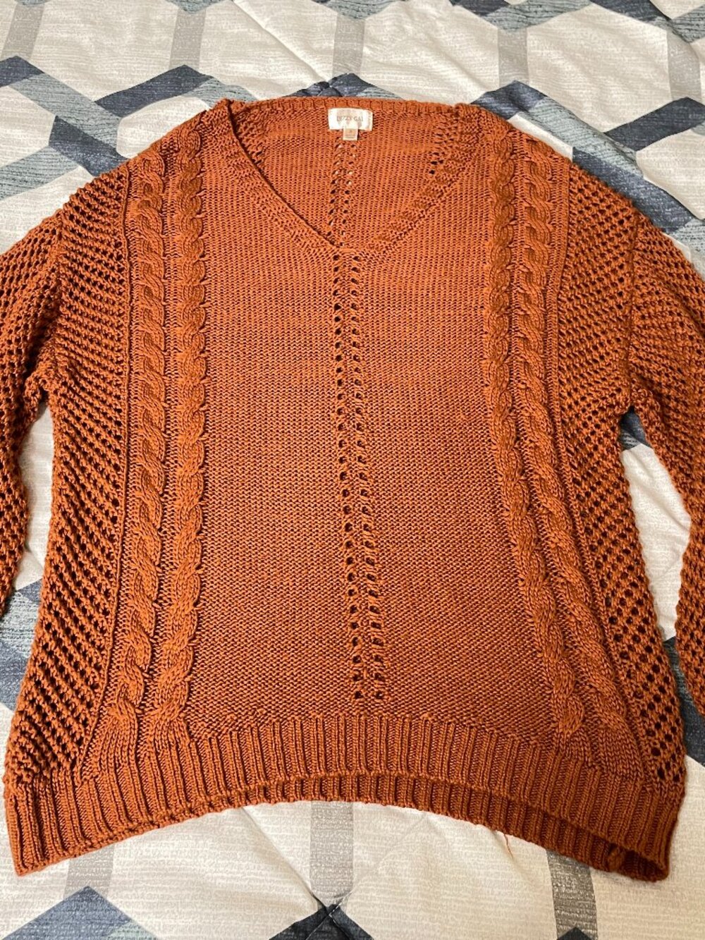 orange cardigan